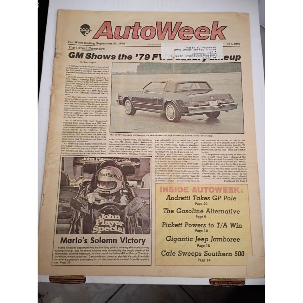 AutoWeek Magazine - September 22, 1978